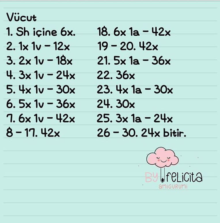 Kedi Miyu - Hướng dẫn móc len búp bê mèo dễ thương, bảng chart chi tiết từng phần