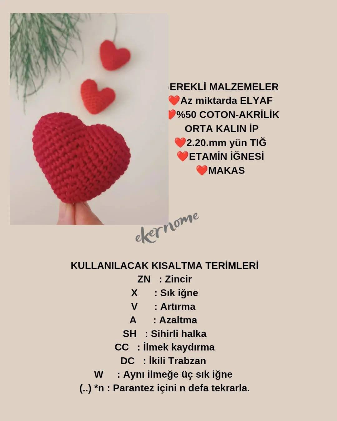 Kırmızı Kalp Anahtarlık Örgü Tarifi - Adım Adım Mısır İğne Tekniği ile Şık ve Pratik Tasarım