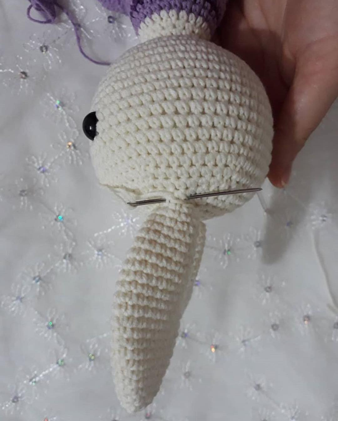 Kokoş Tavşan Tarifi: Amigurumi Rabbit Doll Pattern with Purple Dress and Orange Bow