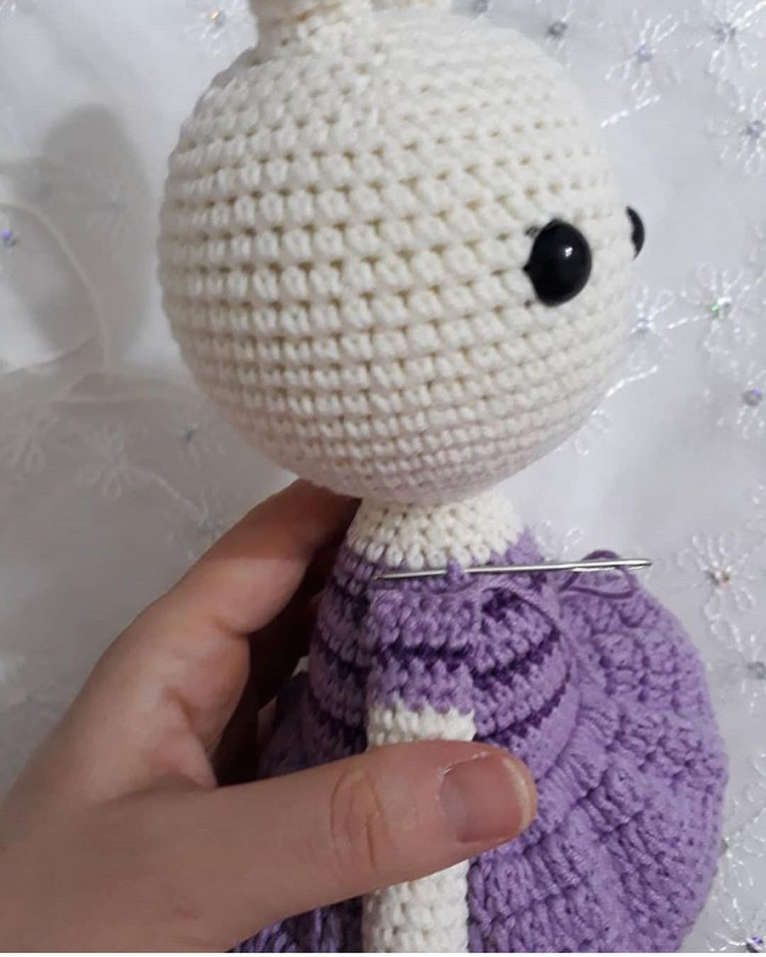 Kokoş Tavşan Tarifi: Amigurumi Rabbit Doll Pattern with Purple Dress and Orange Bow