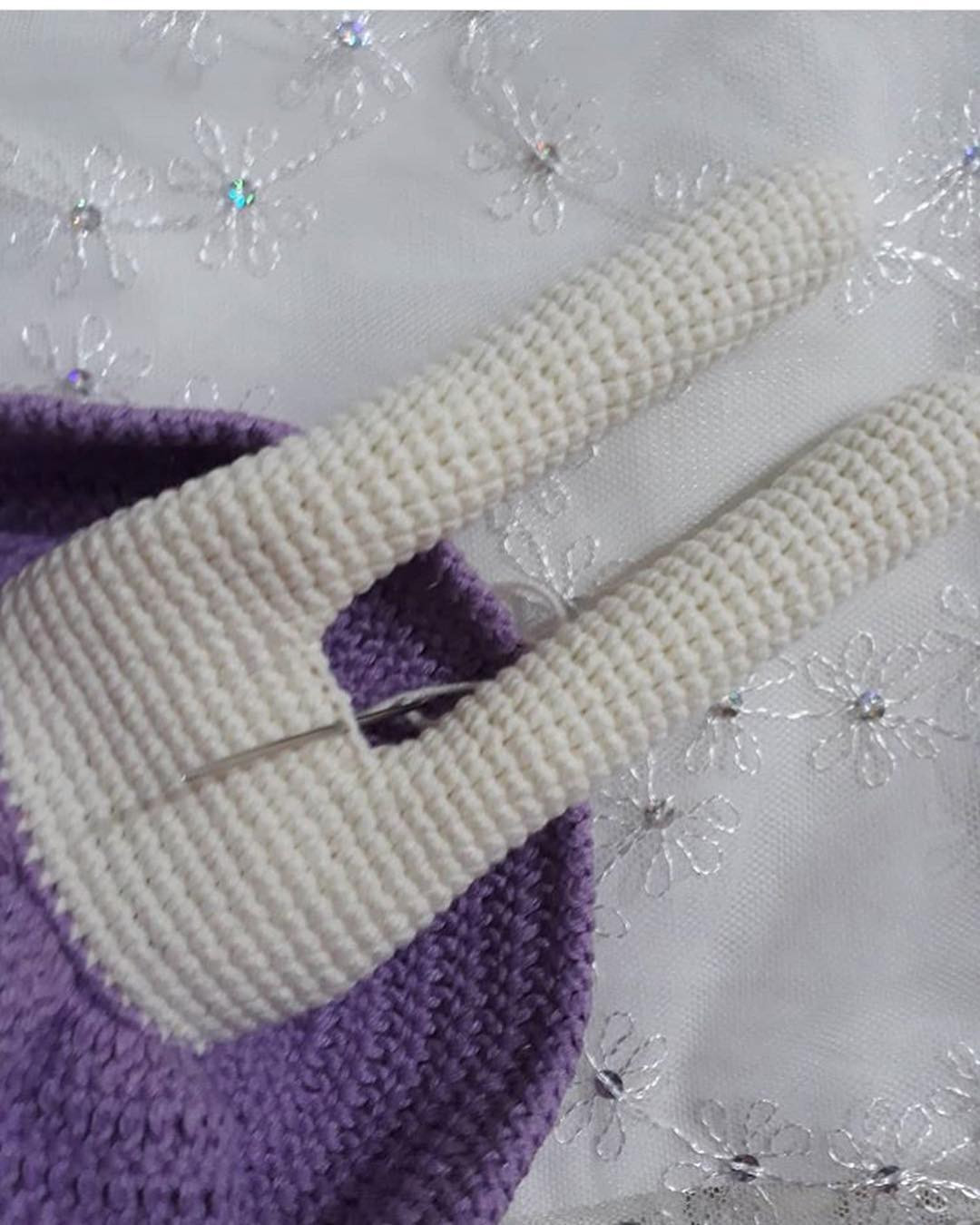 Kokoş Tavşan Tarifi: Amigurumi Rabbit Doll Pattern with Purple Dress and Orange Bow