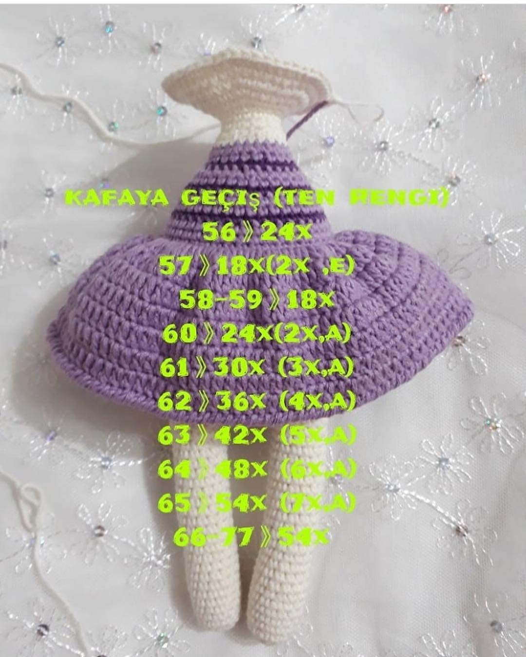 Kokoş Tavşan Tarifi: Amigurumi Rabbit Doll Pattern with Purple Dress and Orange Bow