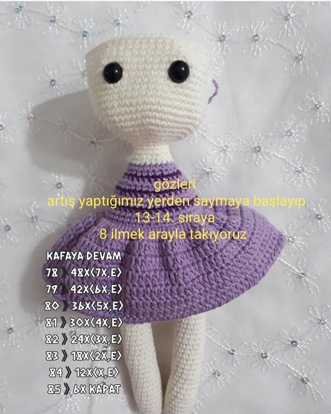 Kokoş Tavşan Tarifi: Amigurumi Rabbit Doll Pattern with Purple Dress and Orange Bow