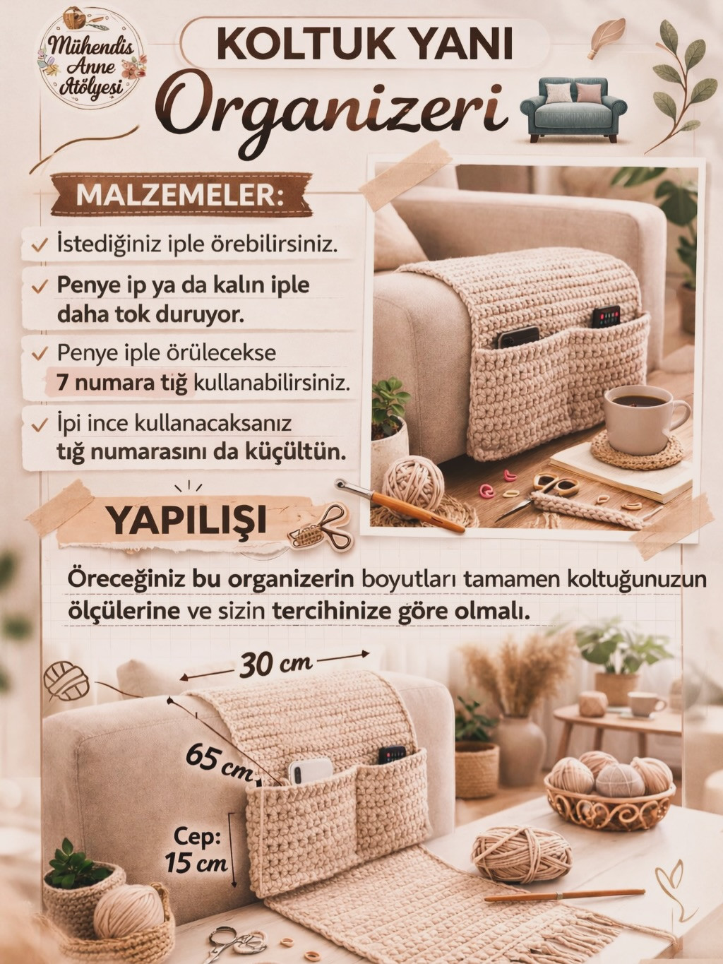 Koltuk Yanı Organizeri Örgü Tarifi: Şık ve Pratik Ev Dekorasyonu