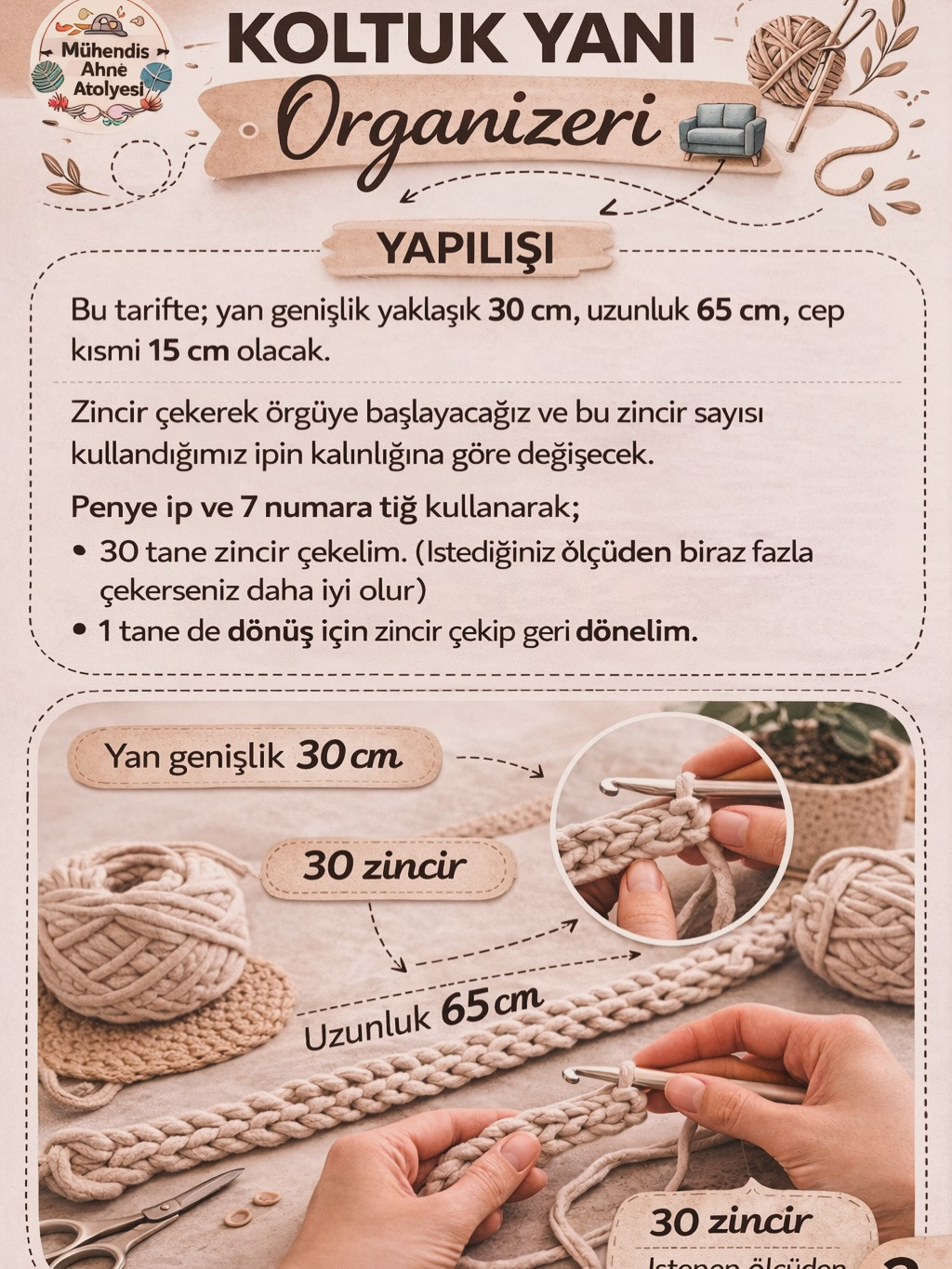 Koltuk Yanı Organizeri Örgü Tarifi: Şık ve Pratik Ev Dekorasyonu