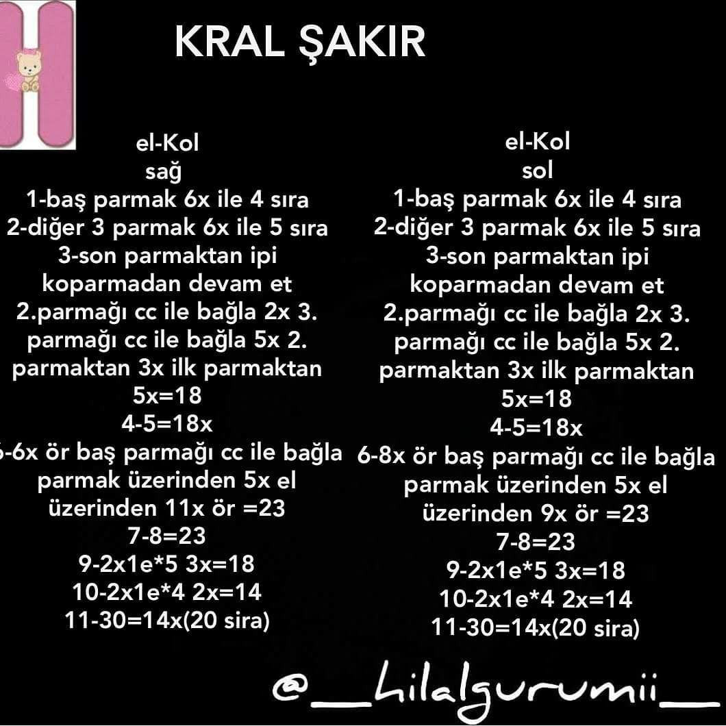 Kral Şakir Ücretsiz Amigurumi Tarifi: Ayak, Bacak, Gövde ve T-Shirt Kol İncelemesi