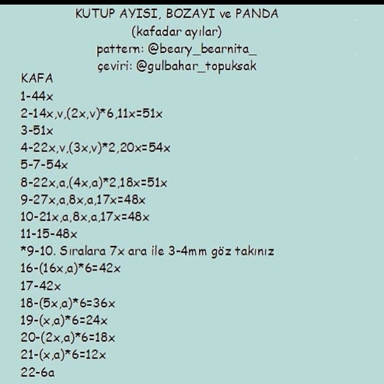 Kutup Ayısı, Bozayı ve Panda (Kafadar Ayılar) - Free Crochet Pattern