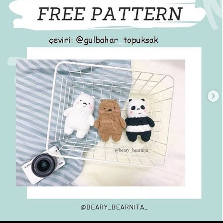 Kutup Ayısı, Bozayı ve Panda (Kafadar Ayılar) - Free Crochet Pattern