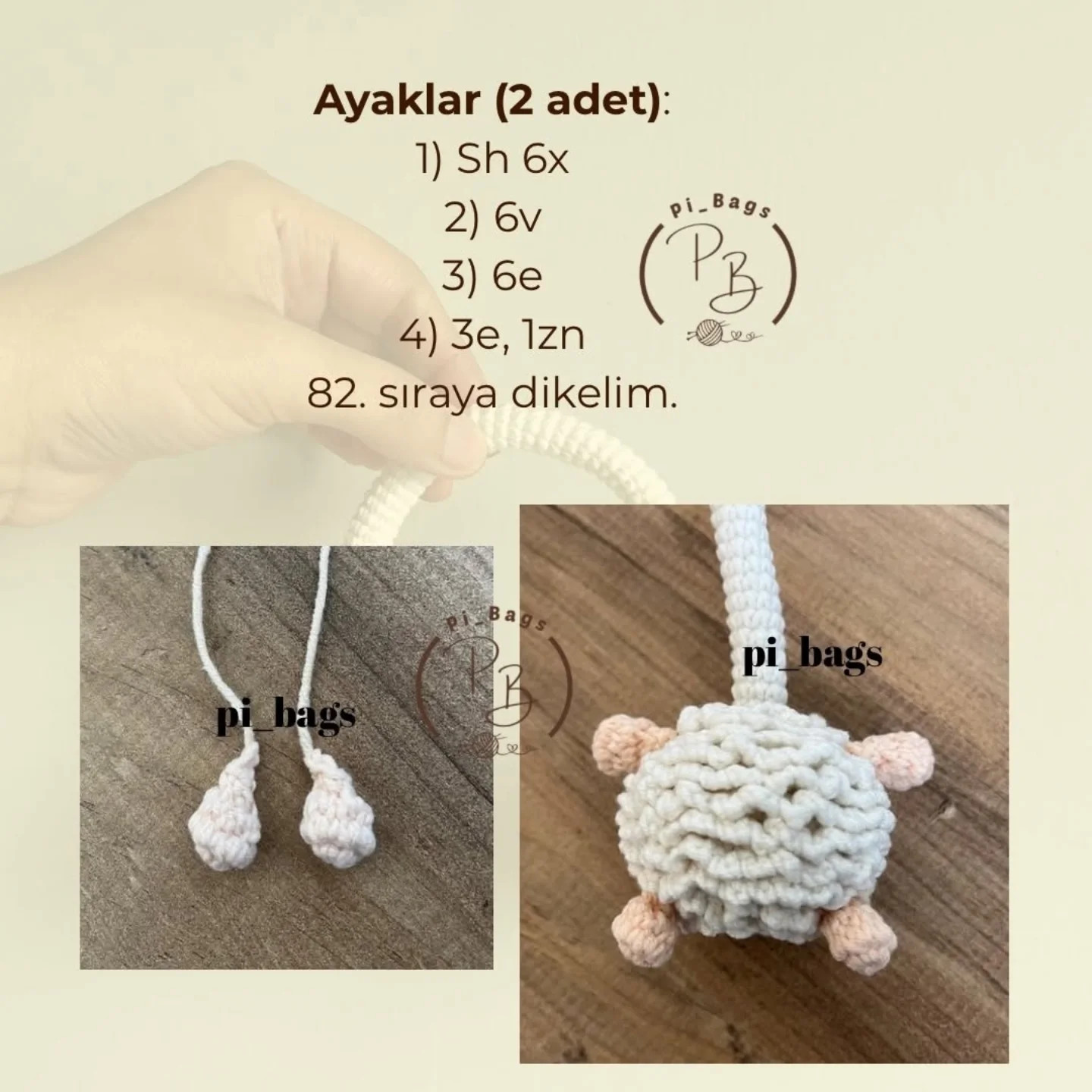 Kuzu Charm Tarifi - Amigurumi Koyun Manken