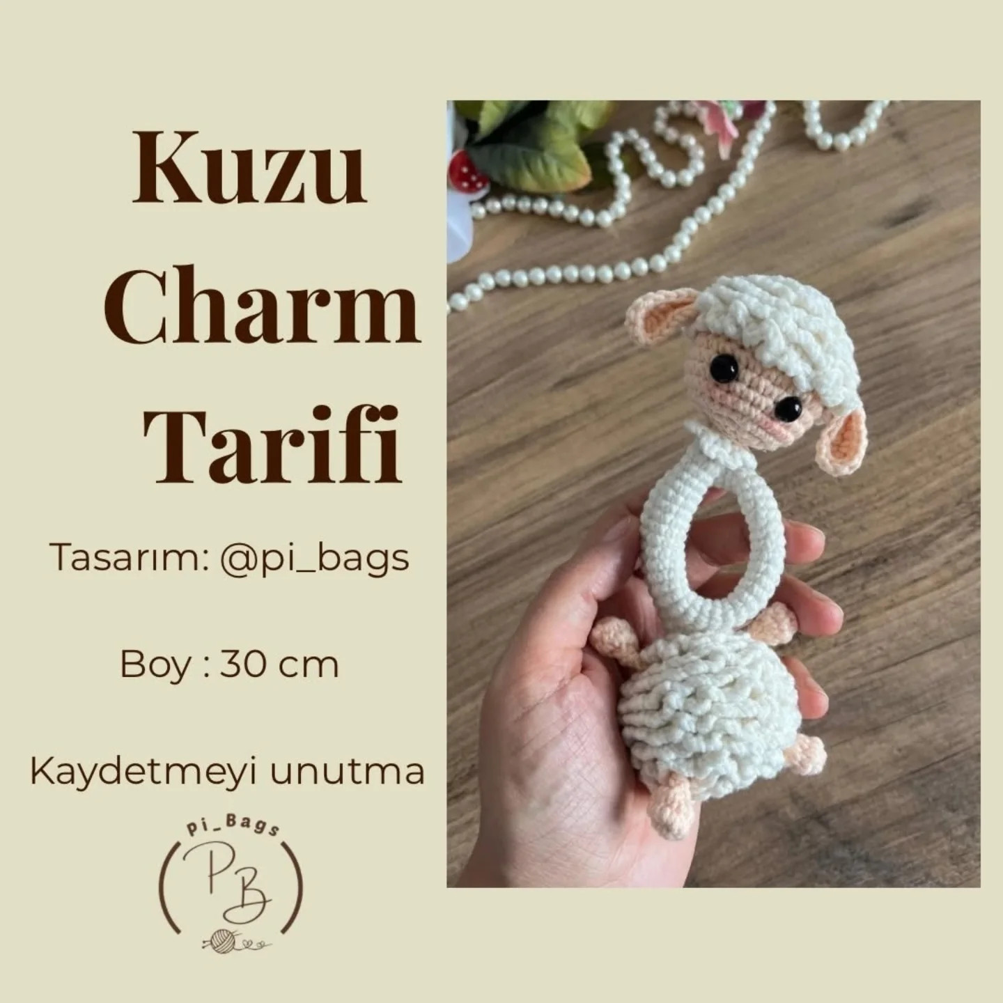 Kuzu Charm Tarifi - Amigurumi Koyun Manken