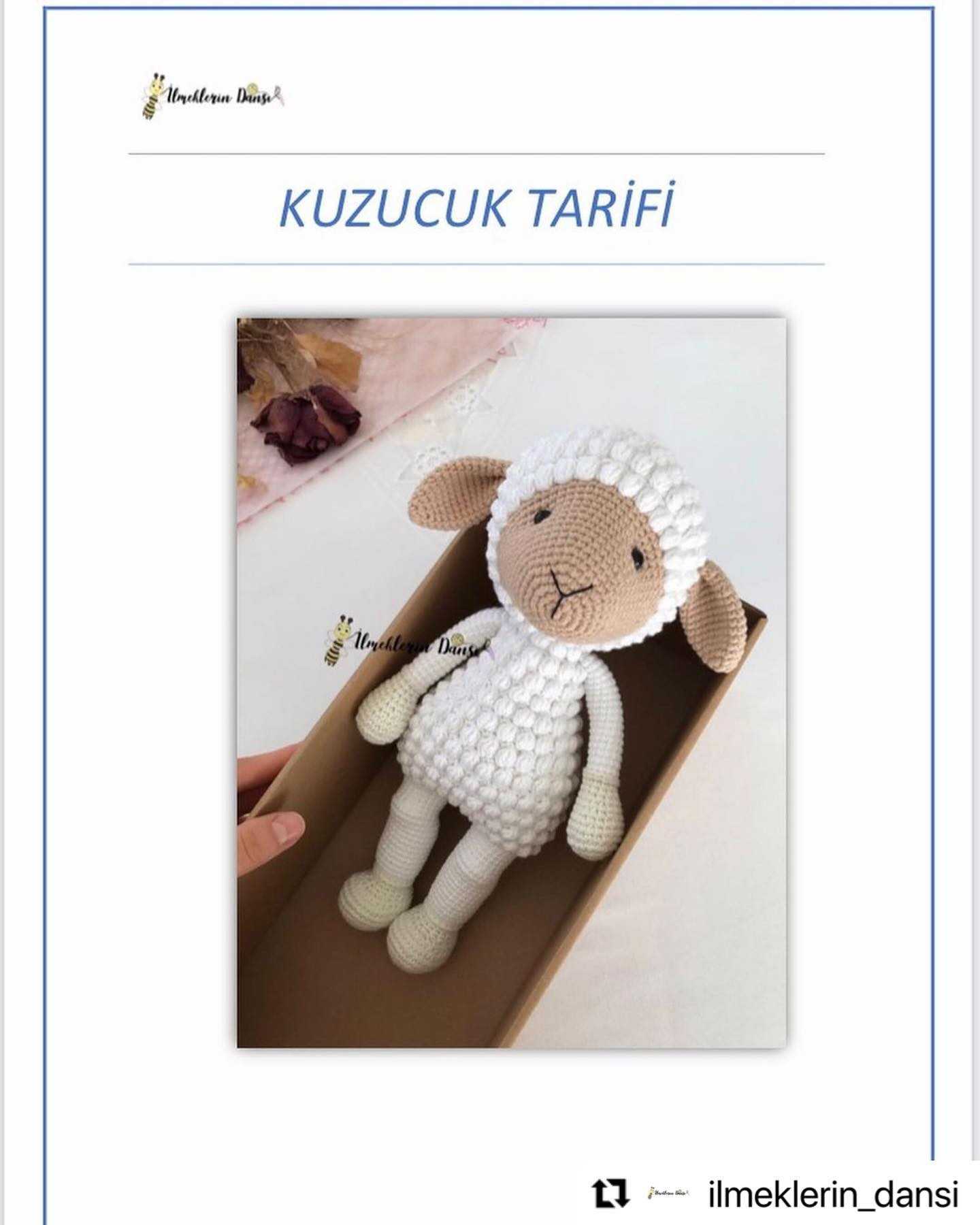 Kuzucuk Tarifi: Ücretsiz Amigurumi Kuzu Örgü Şablonu