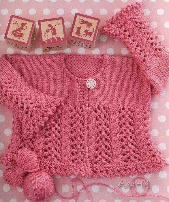 Lace & Cables Cardigan Pattern: Pink Knitted Jacket for Girls with Detailed Charts and Instructions