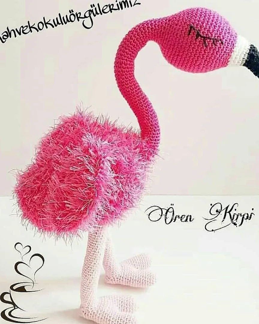 Lady Flamingo Amigurumi Pattern: Crochet Tutorial for Pink Bird with Yarn Details