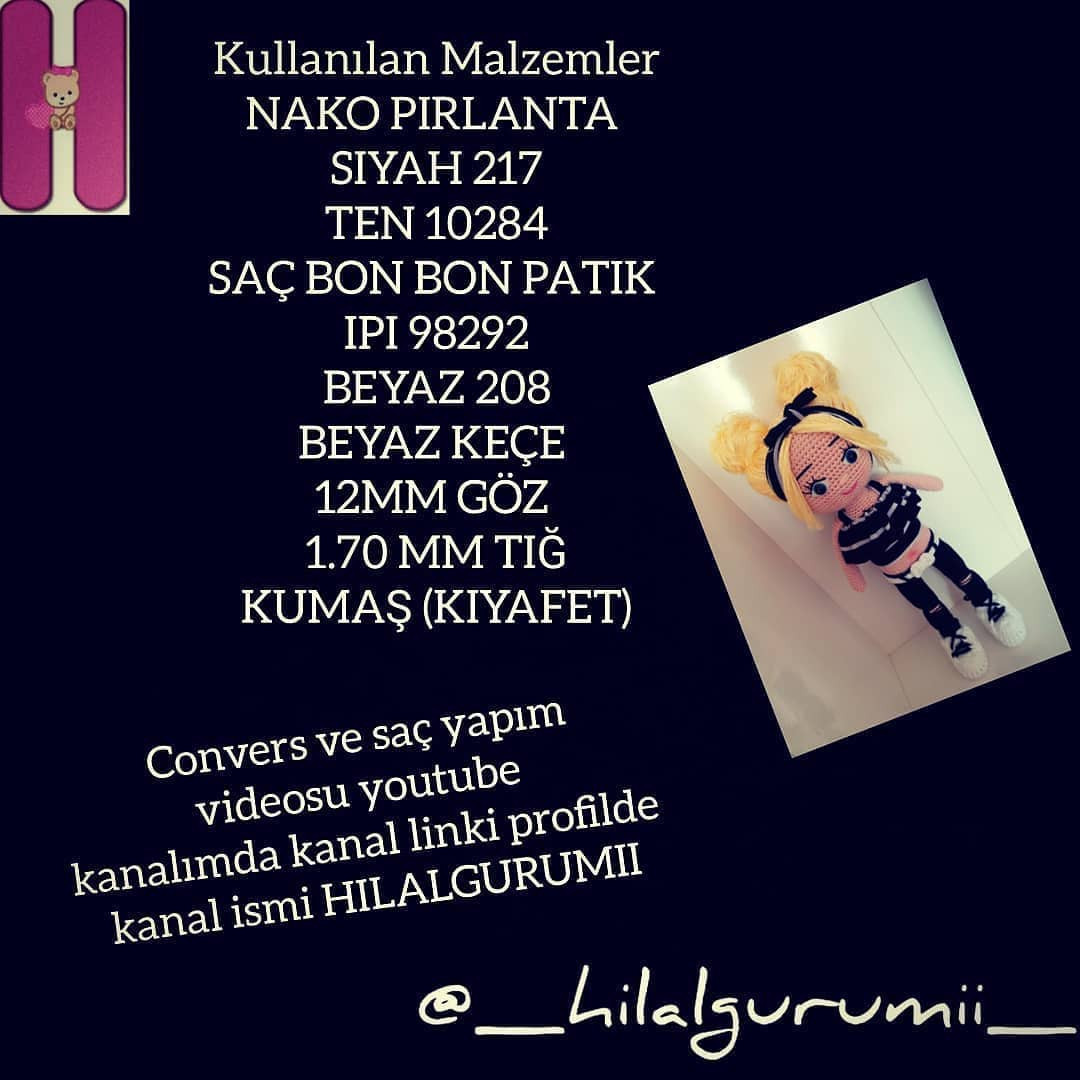 Lida Bebek Ücretsiz Tarif - Amigurumi Doll Pattern with Materials List and Step-by-Step Instructions