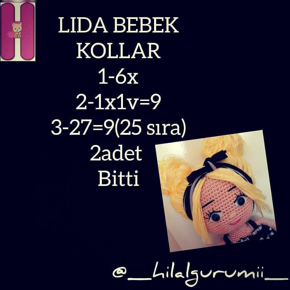 Lida Bebek Ücretsiz Tarif - Amigurumi Doll Pattern with Materials List and Step-by-Step Instructions