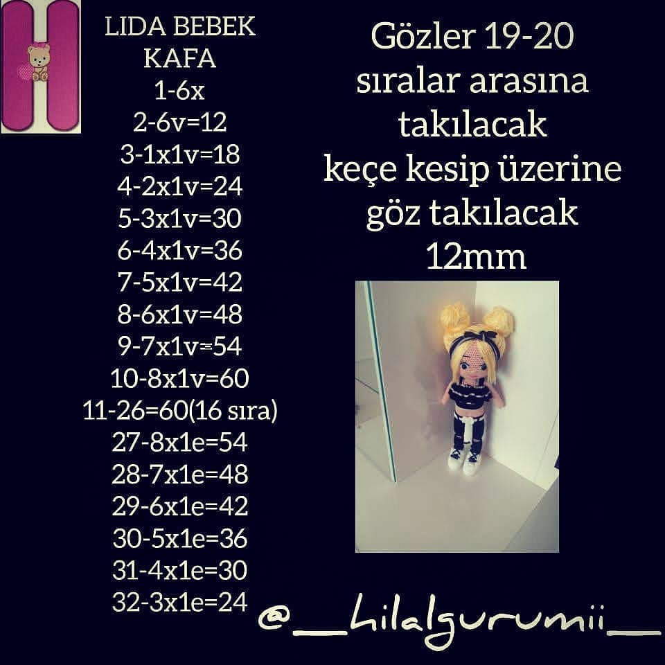 Lida Bebek Ücretsiz Tarif - Amigurumi Doll Pattern with Materials List and Step-by-Step Instructions