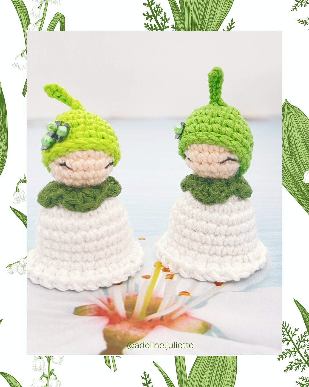 Lily of the Valley Crochet Doll Free Pattern - Green and White Amigurumi Bell