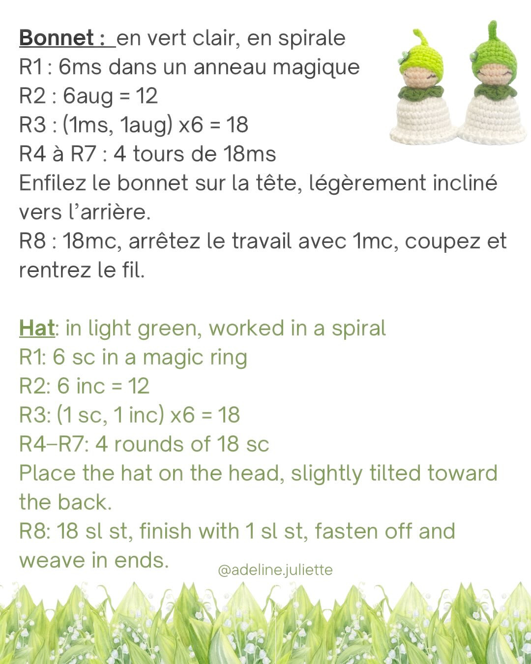 Lily of the Valley Crochet Doll Free Pattern - Green and White Amigurumi Bell