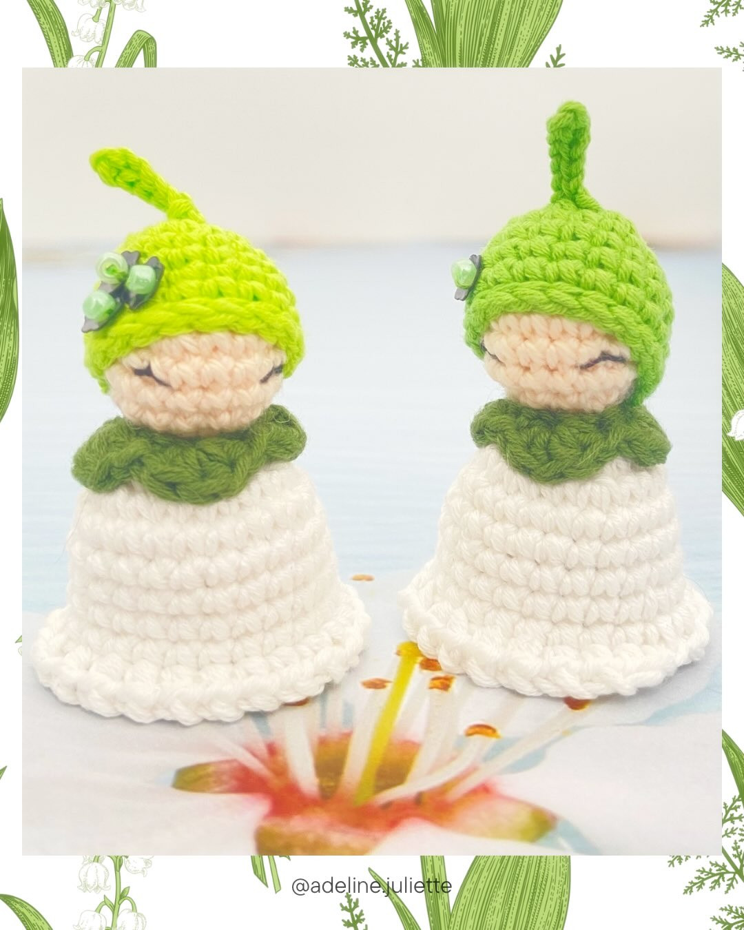Lily of the Valley Crochet Doll Free Pattern - Green and White Amigurumi Bell