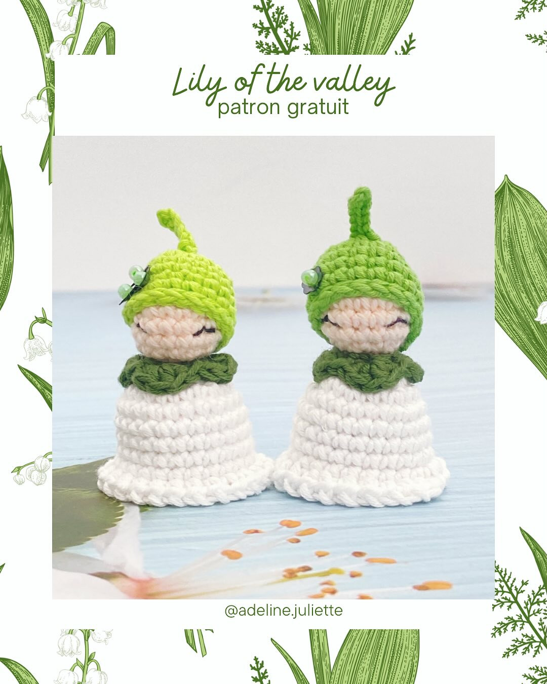 Lily of the Valley Crochet Doll Free Pattern - Green and White Amigurumi Bell