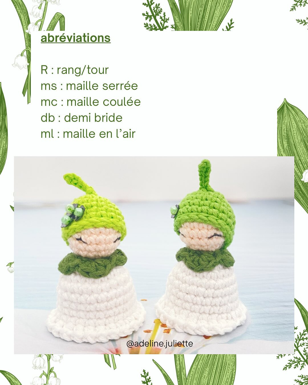 Lily of the Valley Crochet Doll Free Pattern - Green and White Amigurumi Bell