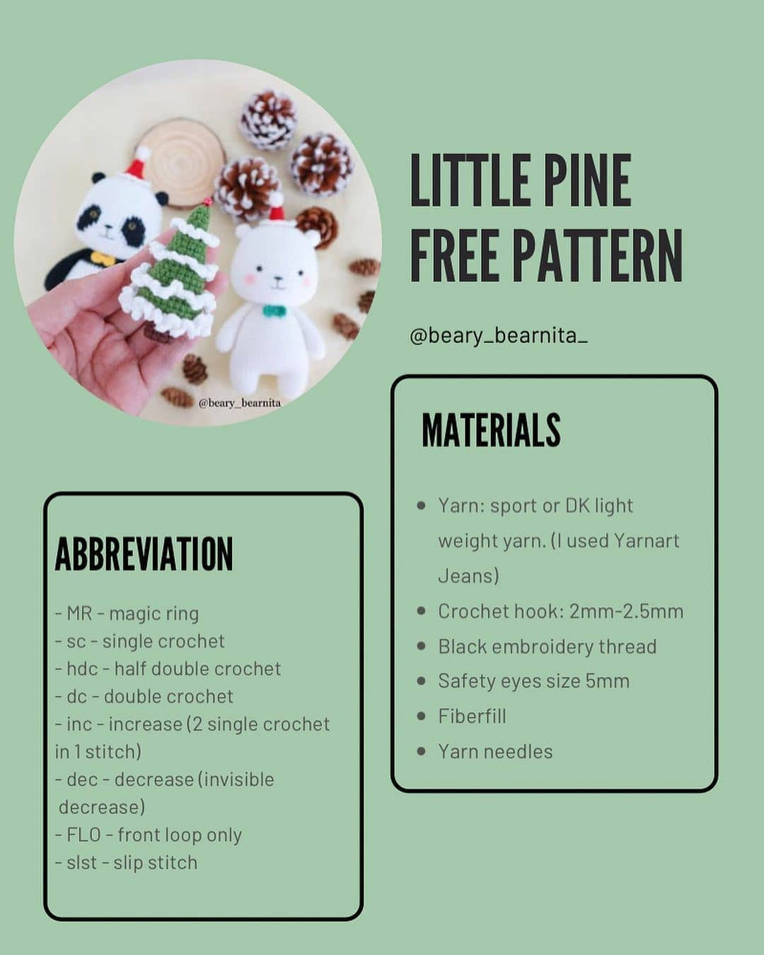 Little Pine Free Crochet Pattern: Mini Christmas Tree with Snow Details
