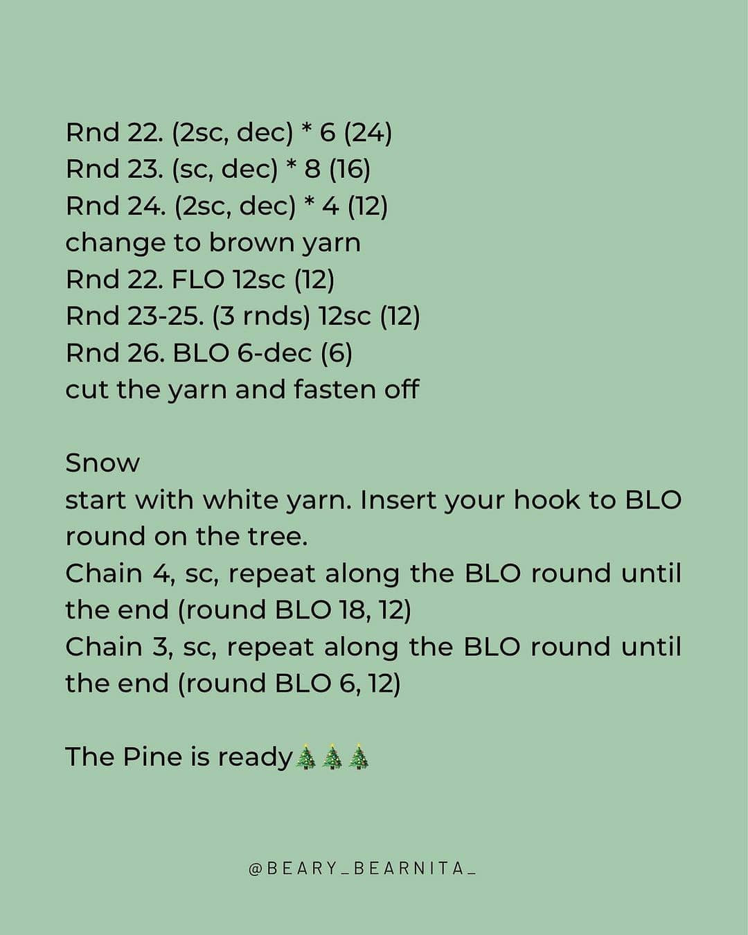 Little Pine Free Crochet Pattern: Mini Christmas Tree with Snow Details