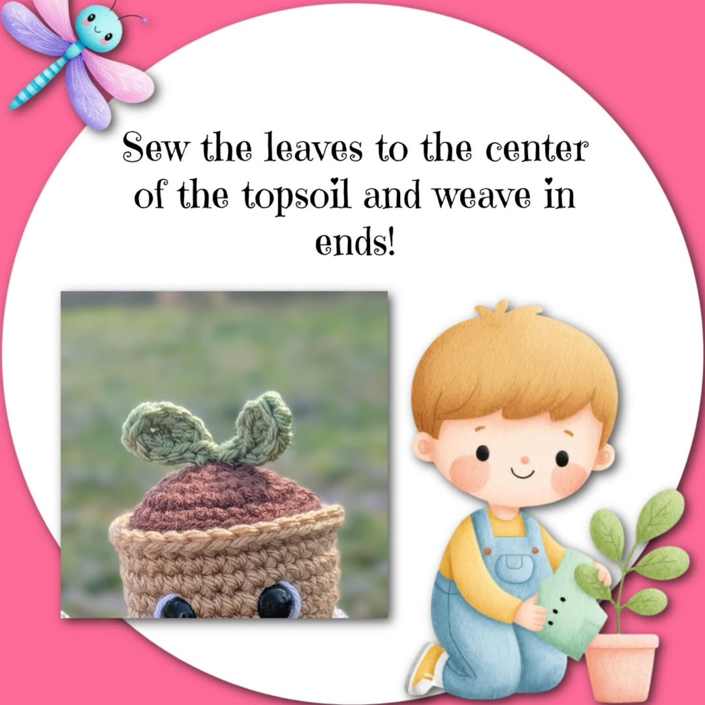 Little Sprout Free Crochet Pattern: Cute Amigurumi Plant Pot Doll with Brown Yarn and Safety Eyes