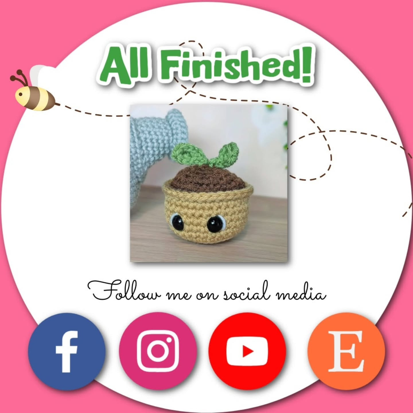 Little Sprout Free Crochet Pattern: Cute Amigurumi Plant Pot Doll with Brown Yarn and Safety Eyes