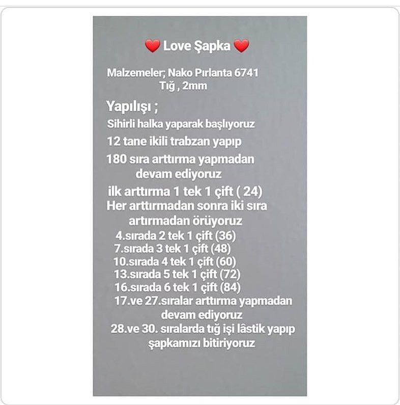 Love Şapka - Móc len mũ hình trái tim màu đỏ kèm hướng dẫn chi tiết