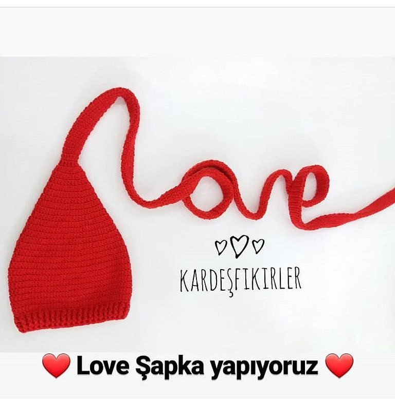 Love Şapka - Móc len mũ hình trái tim màu đỏ kèm hướng dẫn chi tiết