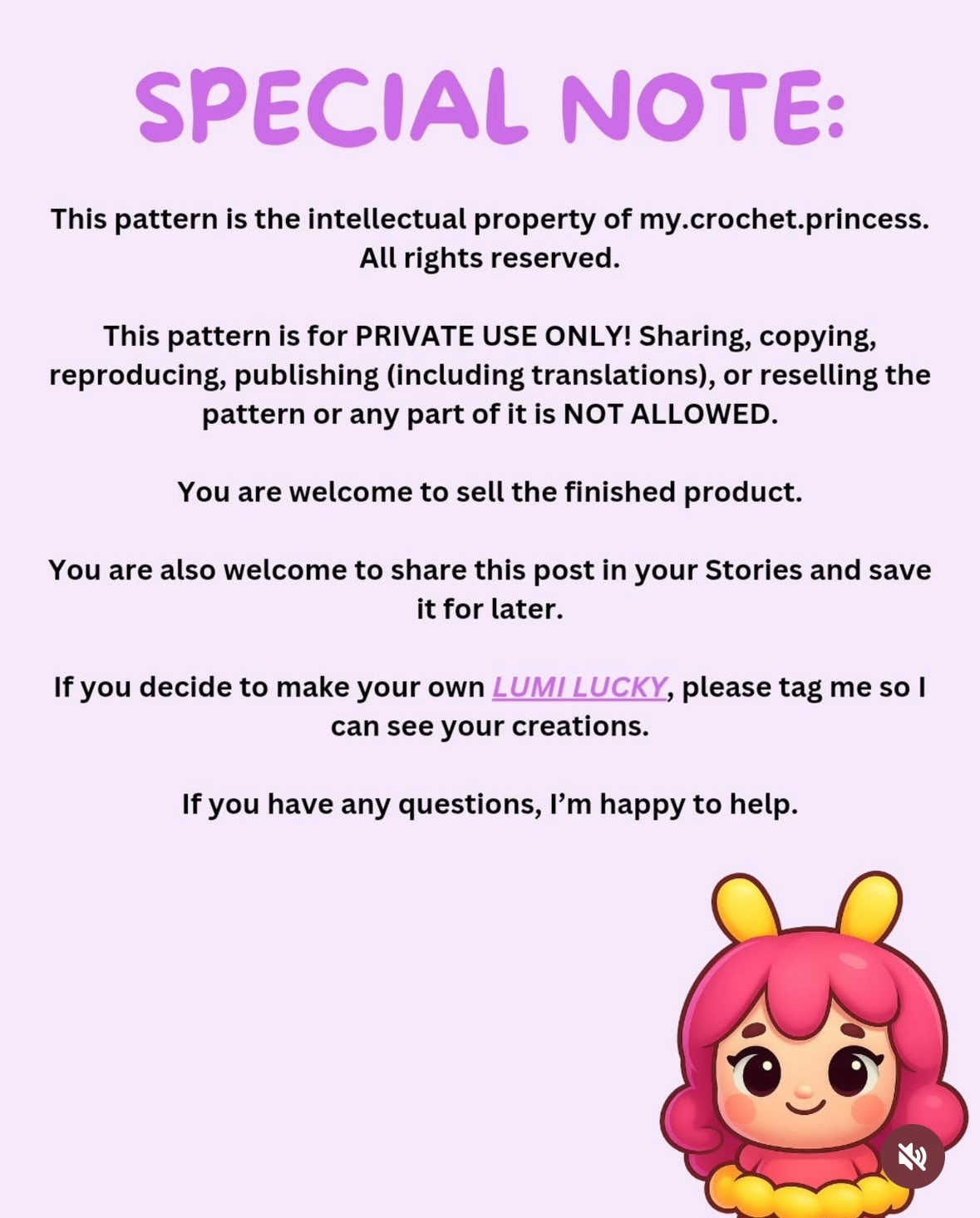 Lucky Charm LUMI LUCKY Free Crochet Pattern: Cute Chenille Yarn Amigurumi Doll Tutorial with Step-by-Step Instructions