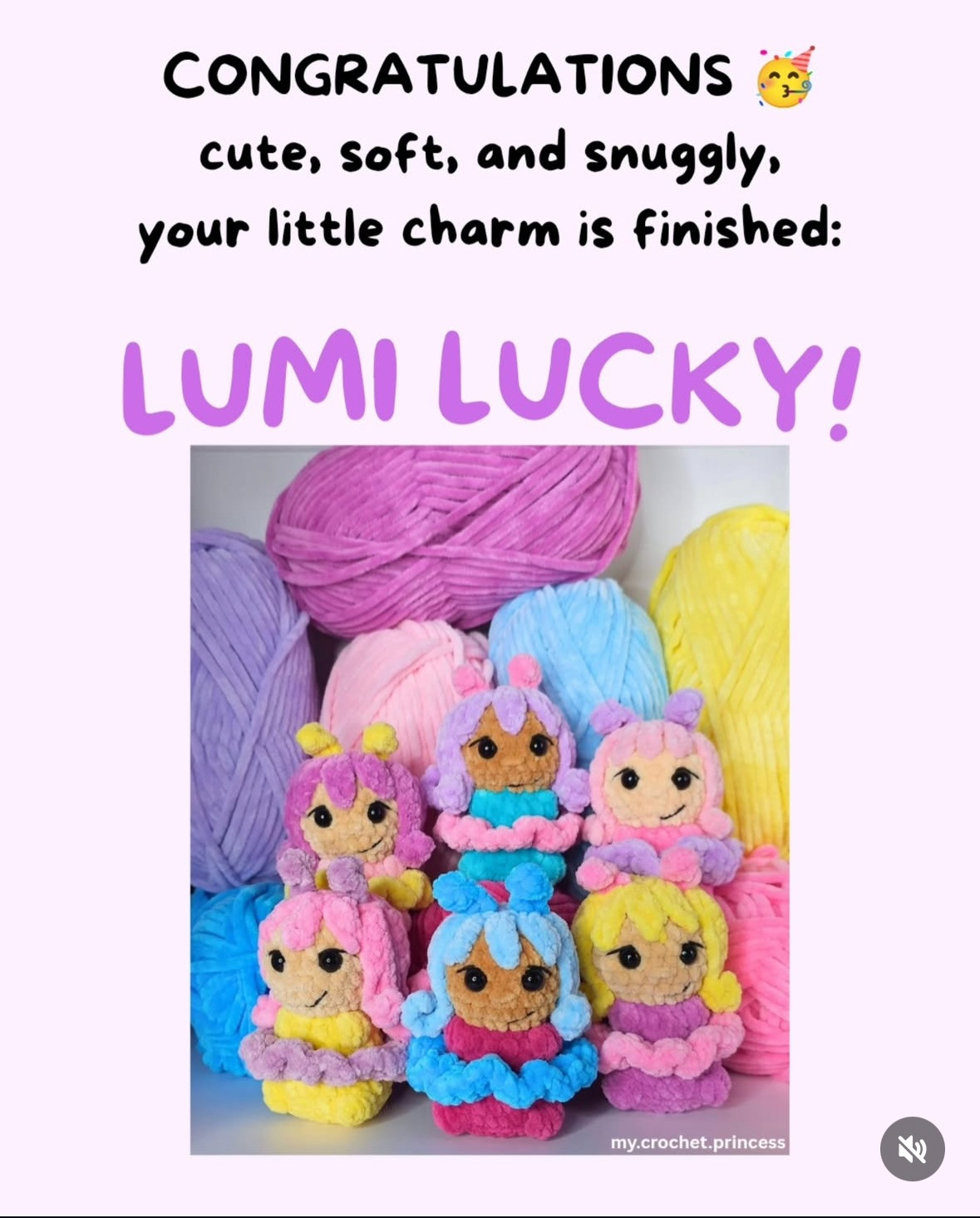 Lucky Charm LUMI LUCKY Free Crochet Pattern: Cute Chenille Yarn Amigurumi Doll Tutorial with Step-by-Step Instructions