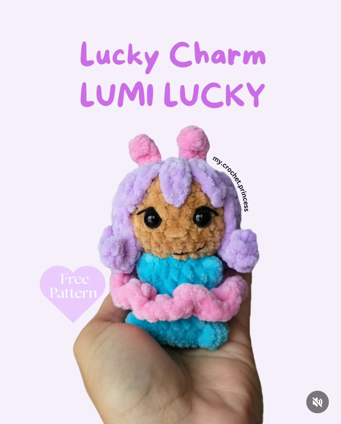 Lucky Charm LUMI LUCKY Free Crochet Pattern: Cute Chenille Yarn Amigurumi Doll Tutorial with Step-by-Step Instructions