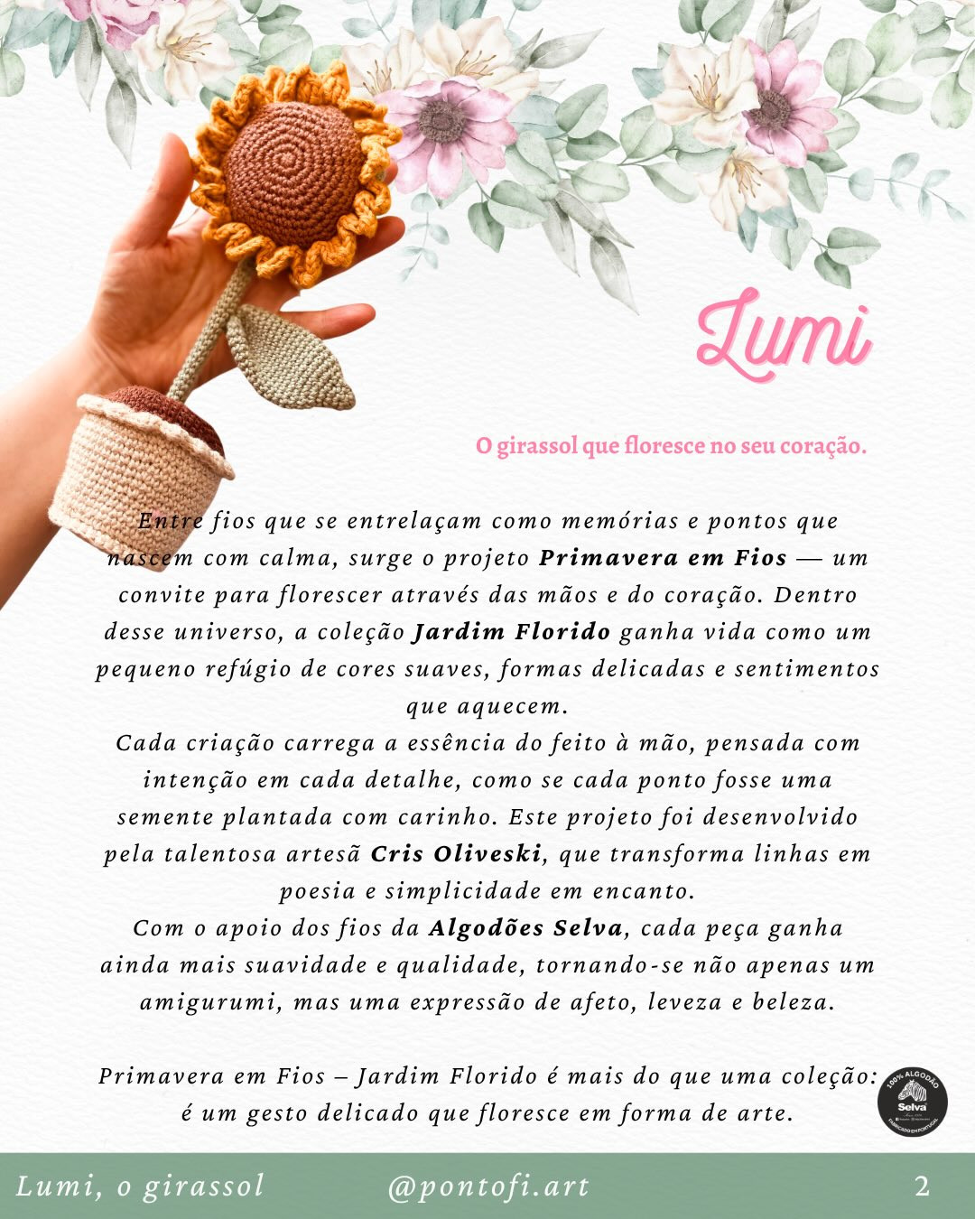 Lumi, o girassol - Amigurumi Girassol Móc Len trong chậu