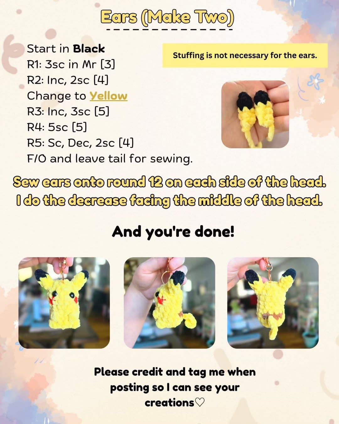 Lux the Electric Creature Free Crochet Pattern: Mini Sized, Low-Sew Amigurumi Keychain by ATB Creations