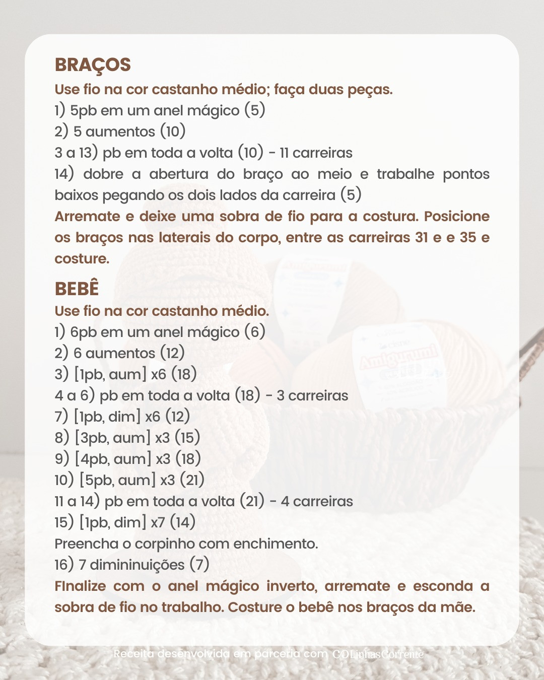 Mãe - Receita Gratuita: Búp bê Amigurumi Móc Len Chi Tiết