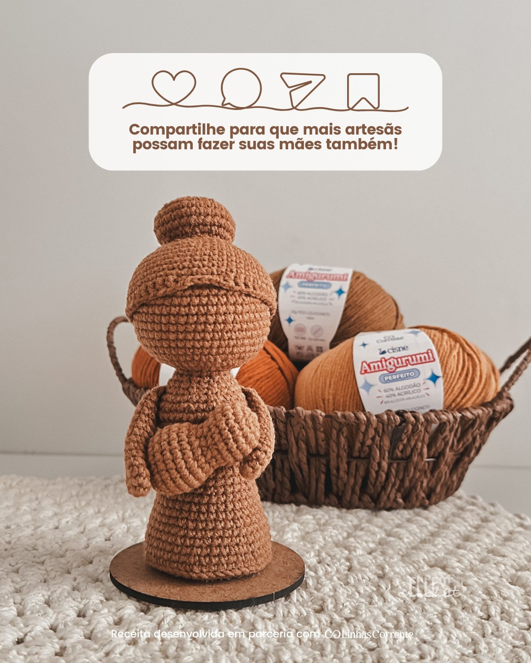 Mãe - Receita Gratuita: Búp bê Amigurumi Móc Len Chi Tiết