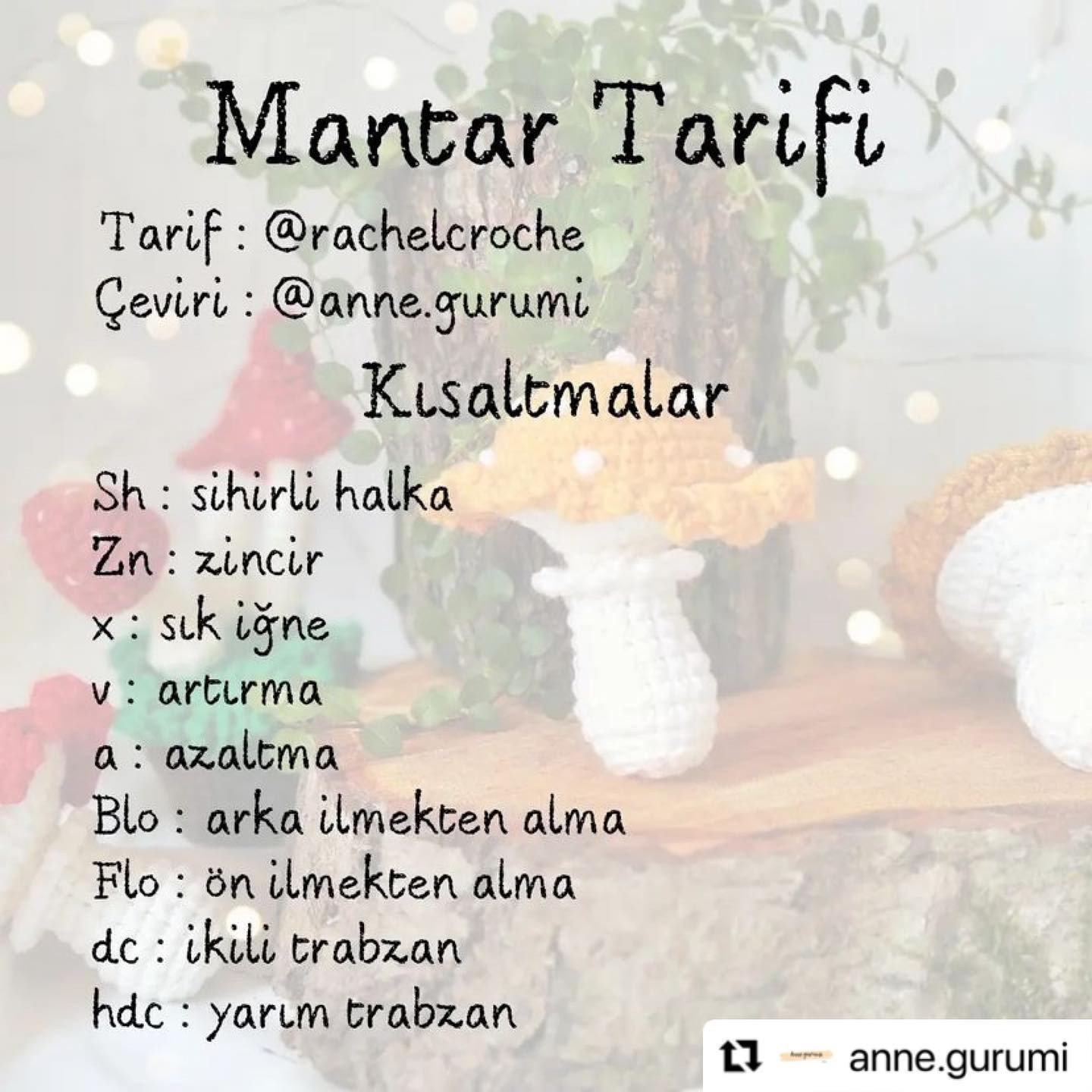 Mantar Tarifi - Móc len nấm amigurumi dễ thương, hướng dẫn chi tiết từng bước