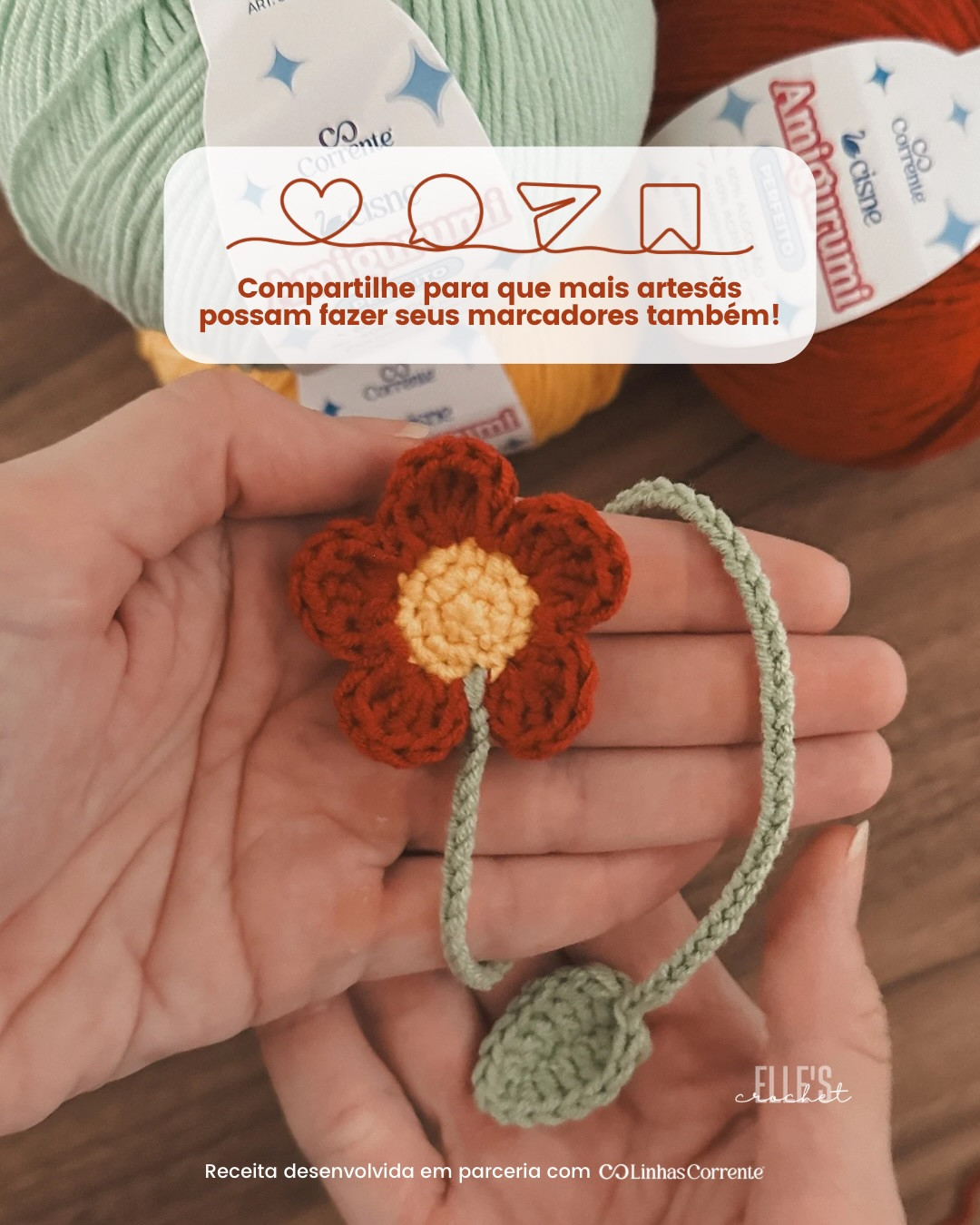 Marcador de Páginas Flor Crochê - Receita Gratuita Passo a Passo