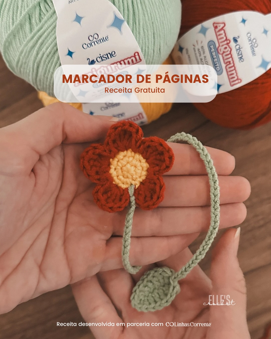 Marcador de Páginas Flor Crochê - Receita Gratuita Passo a Passo