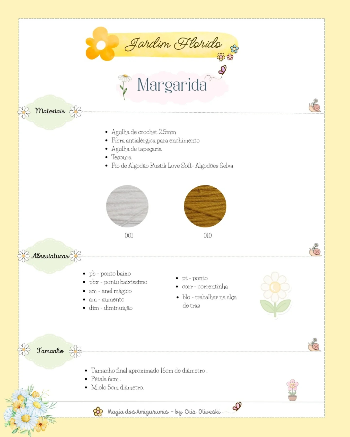 Margarida - Padrão Gratuito de Crochê, Coleção Jardim Florido por Cris Oliveski