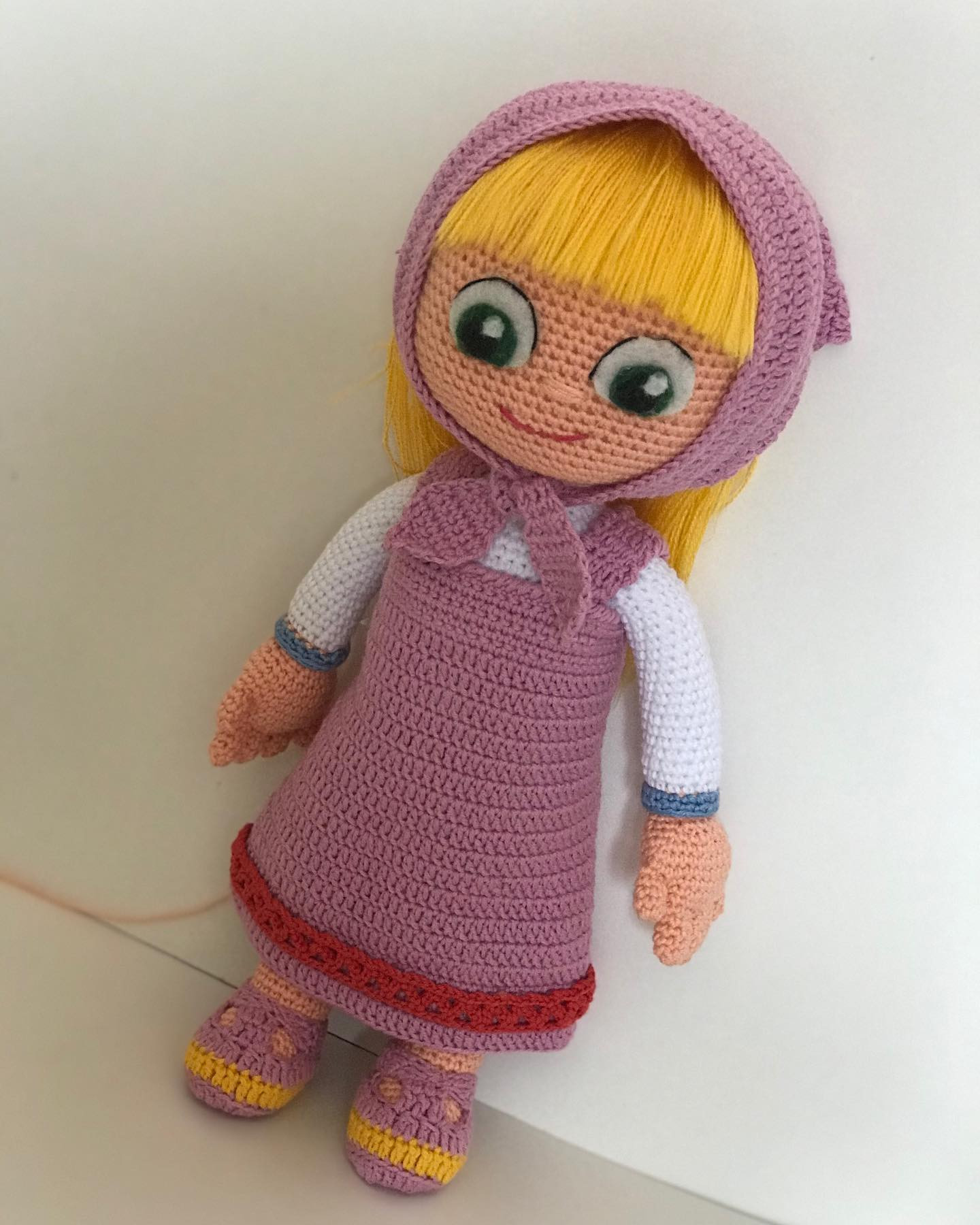 Maşa Amigurumi Tarifi - Pembe Elbise ve Sarı Saçlı Bebek Örgü Şeması