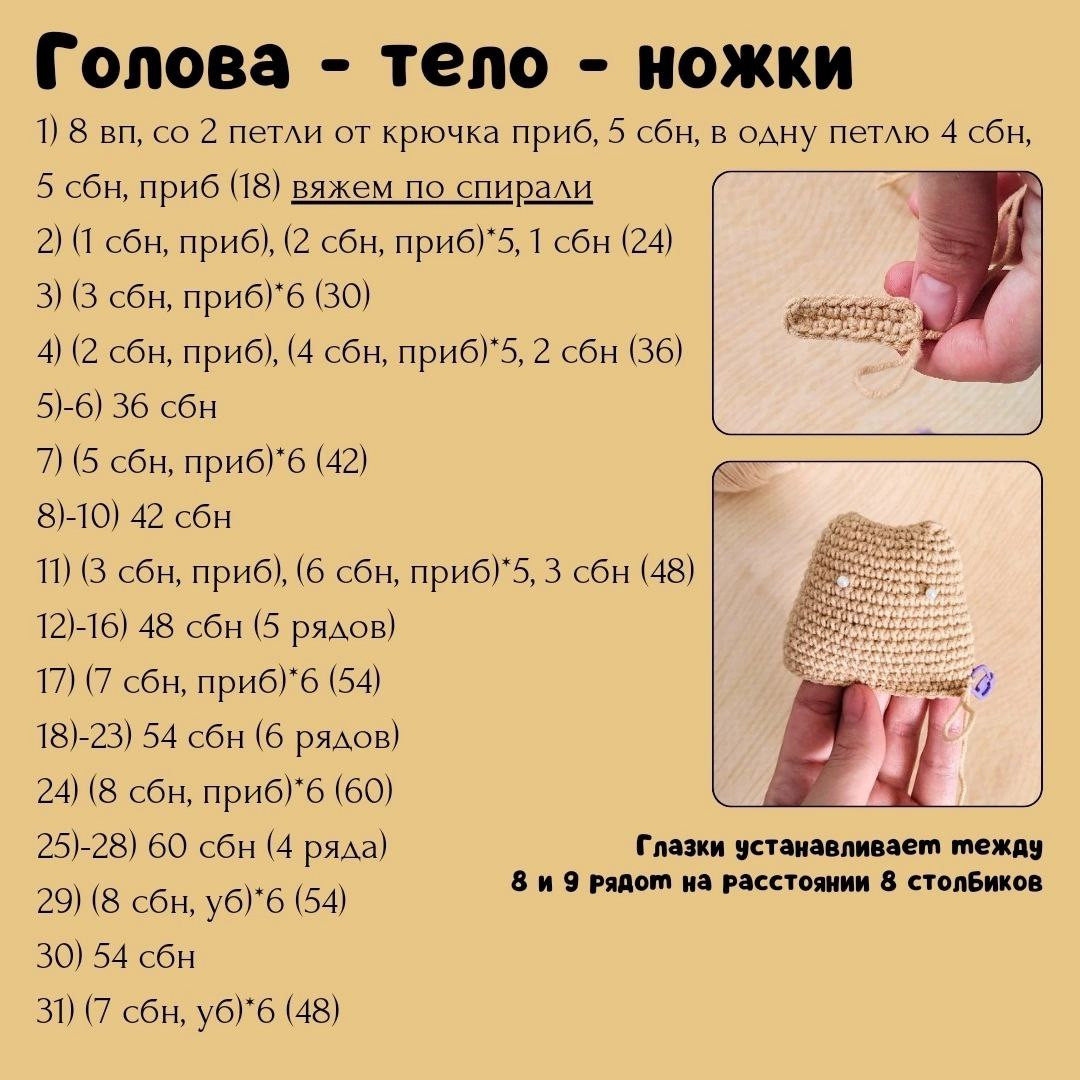 Мастер-класс по вязанию амигуруми мишки "Просто Мишка" с пошаговыми инструкциями и списком материалов