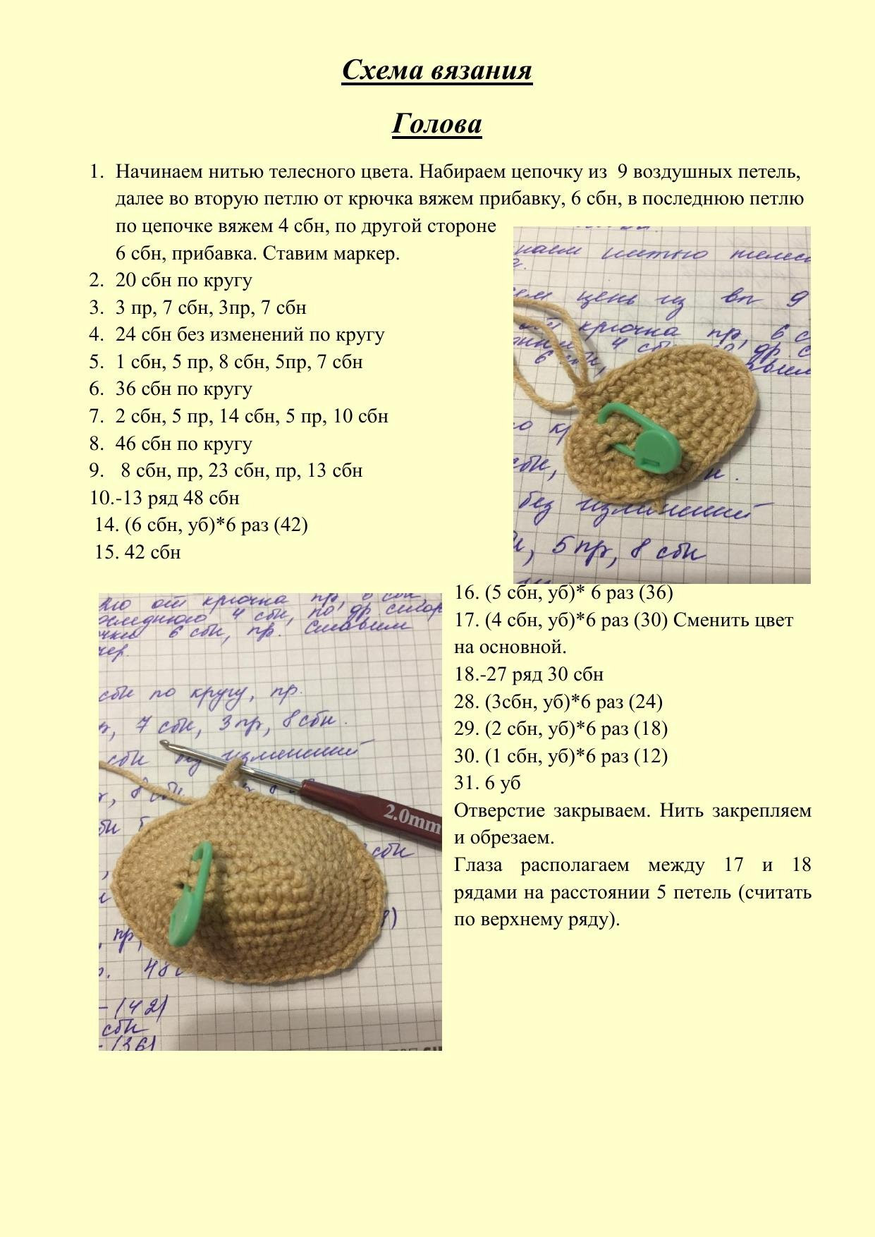 Мастер-класс по вязанию амигуруми Жираф: схема, описание и пошаговые фото