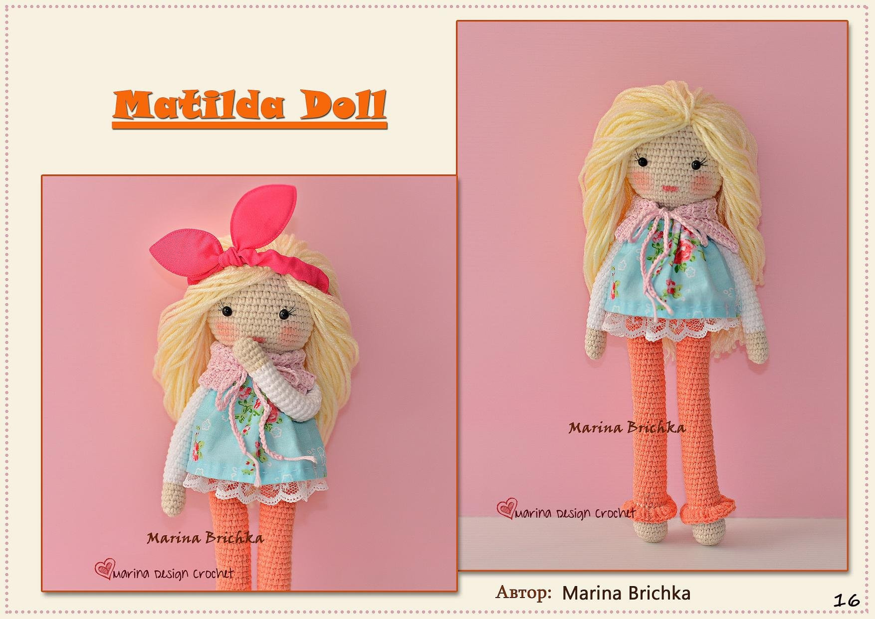 Matilda Doll: Hướng dẫn chi tiết cách móc búp bê Amigurumi tóc vàng với váy hoa và khăn quàng