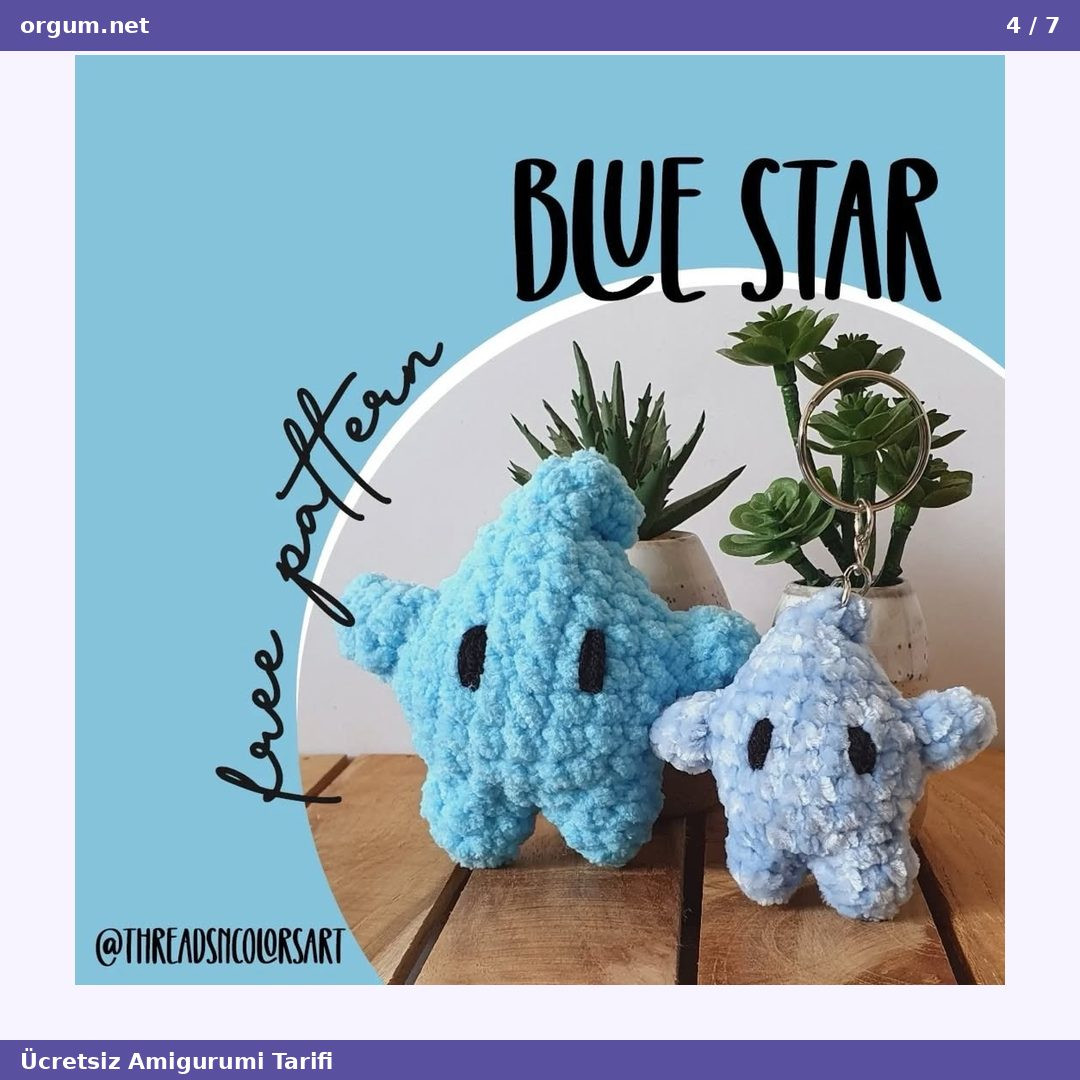 Mẫu móc len búp bê sao biển màu xanh Mavi Yıldız Amigurumi - Hướng dẫn chi tiết