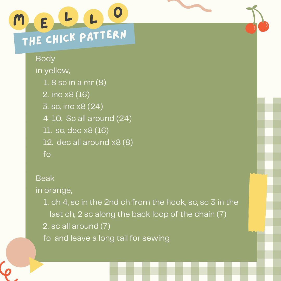 Mello the Chick Free Crochet Pattern - Cute Yellow Amigurumi with Orange Beak