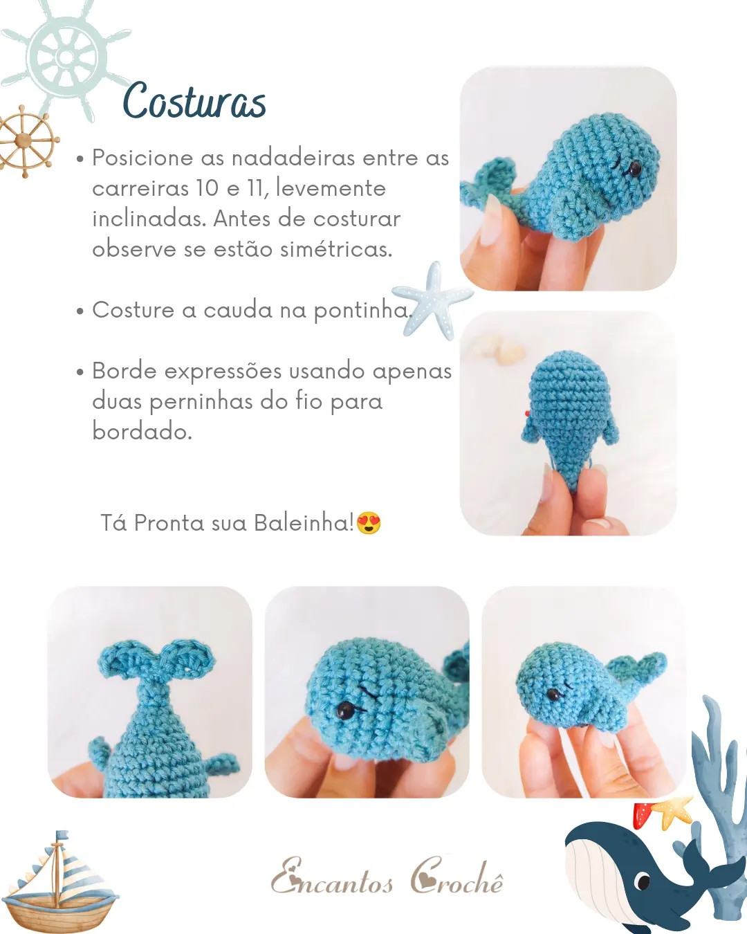 Mini Baleia Amigurumi - Receita Gratuita