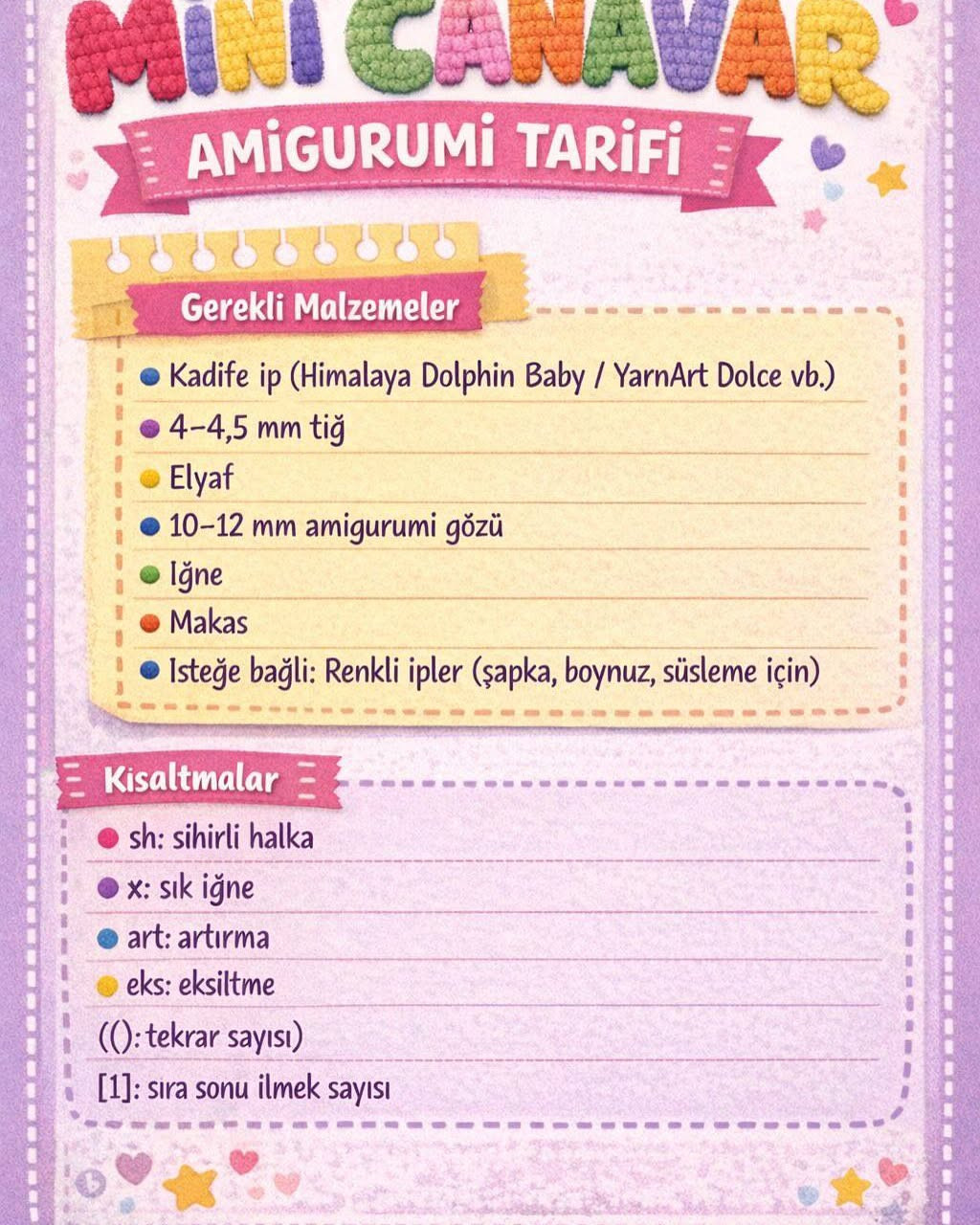 Mini Canavar Amigurumi Tarifim - Düzenlenmiş Halidir